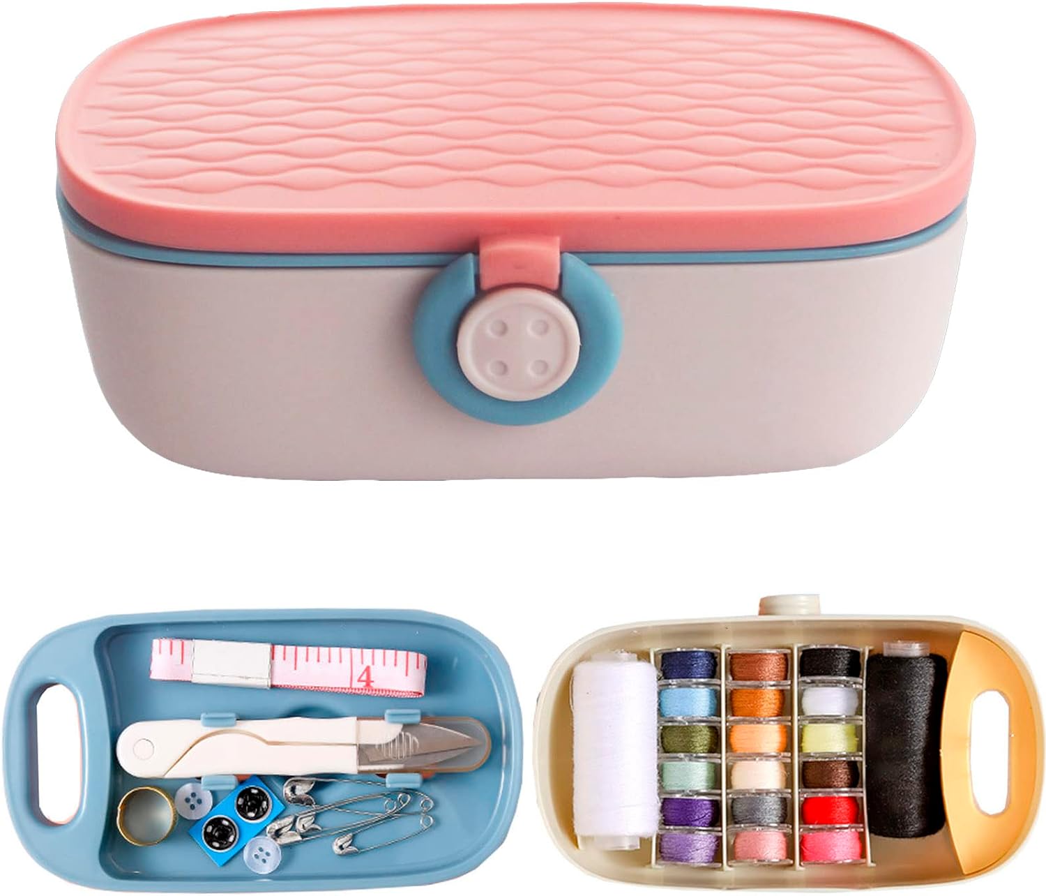 Two-Layer Mini Sewing Kit in Pink Box