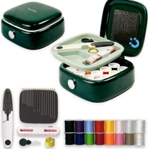 Magnetic Two-Layer Sewing Kit, Dark Green