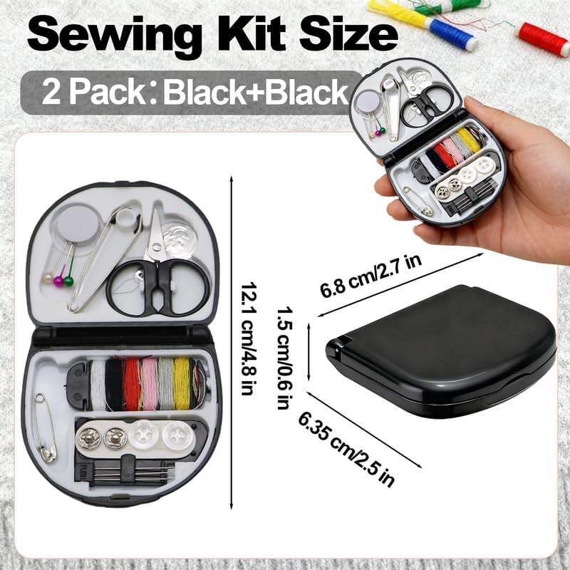 Black Mini Travel Sewing Kits, Pack of 2 - Image 2