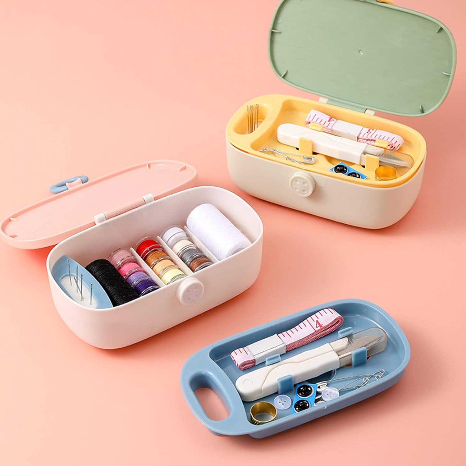 Two-Layer Mini Sewing Kit in Pink Box - Image 2