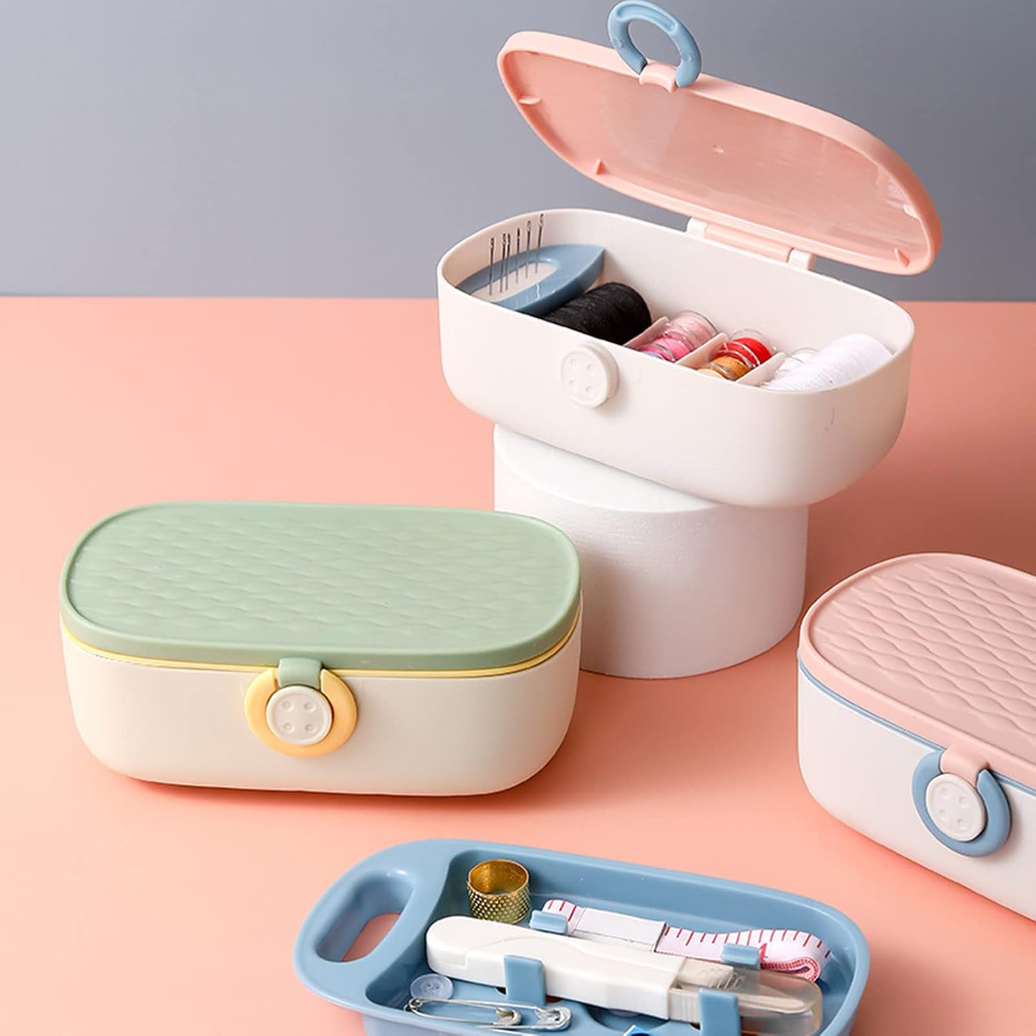 Two-Layer Mini Sewing Kit in Pink Box - Image 7