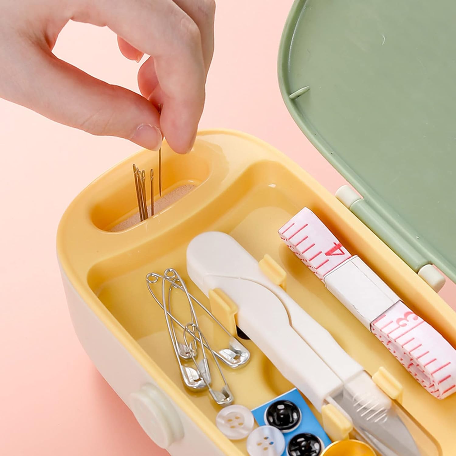 Two-Layer Mini Sewing Kit in Pink Box - Image 6