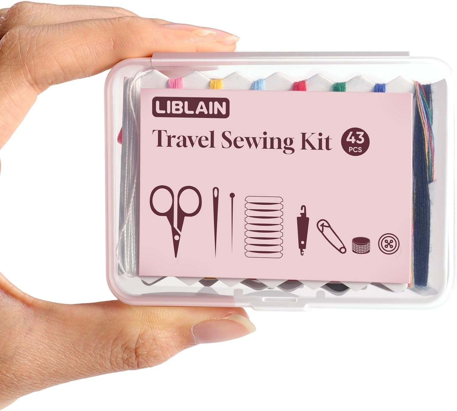 Mini Sewing Kit with Large-Eye Needles, 43 Pieces