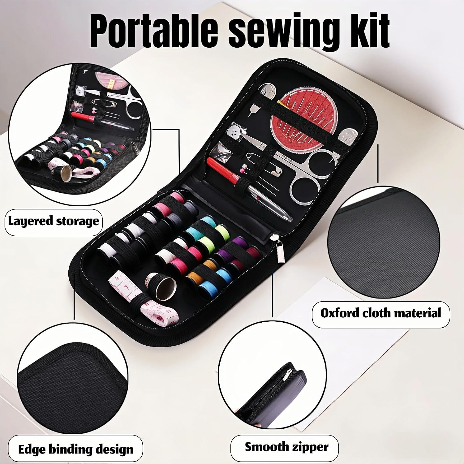 Compact Sewing Kit with 14 Thread Colors - Image 3