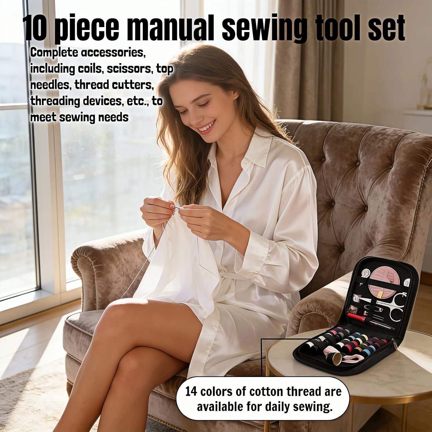 Compact Sewing Kit with 14 Thread Colors - Image 7