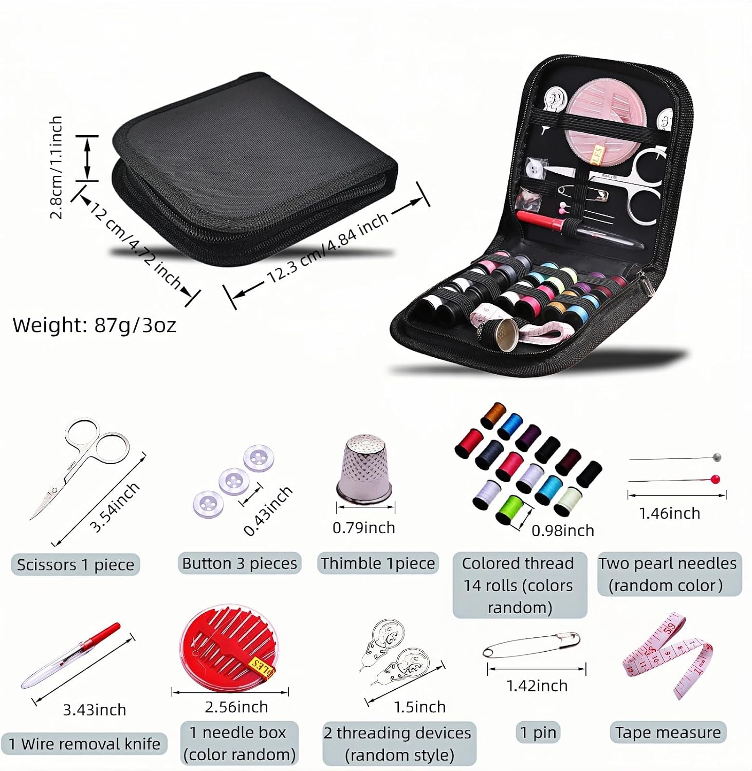 Compact Sewing Kit with 14 Thread Colors - Image 2