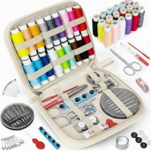 Travel Sewing Kit with 14 Thread Colors, Beige