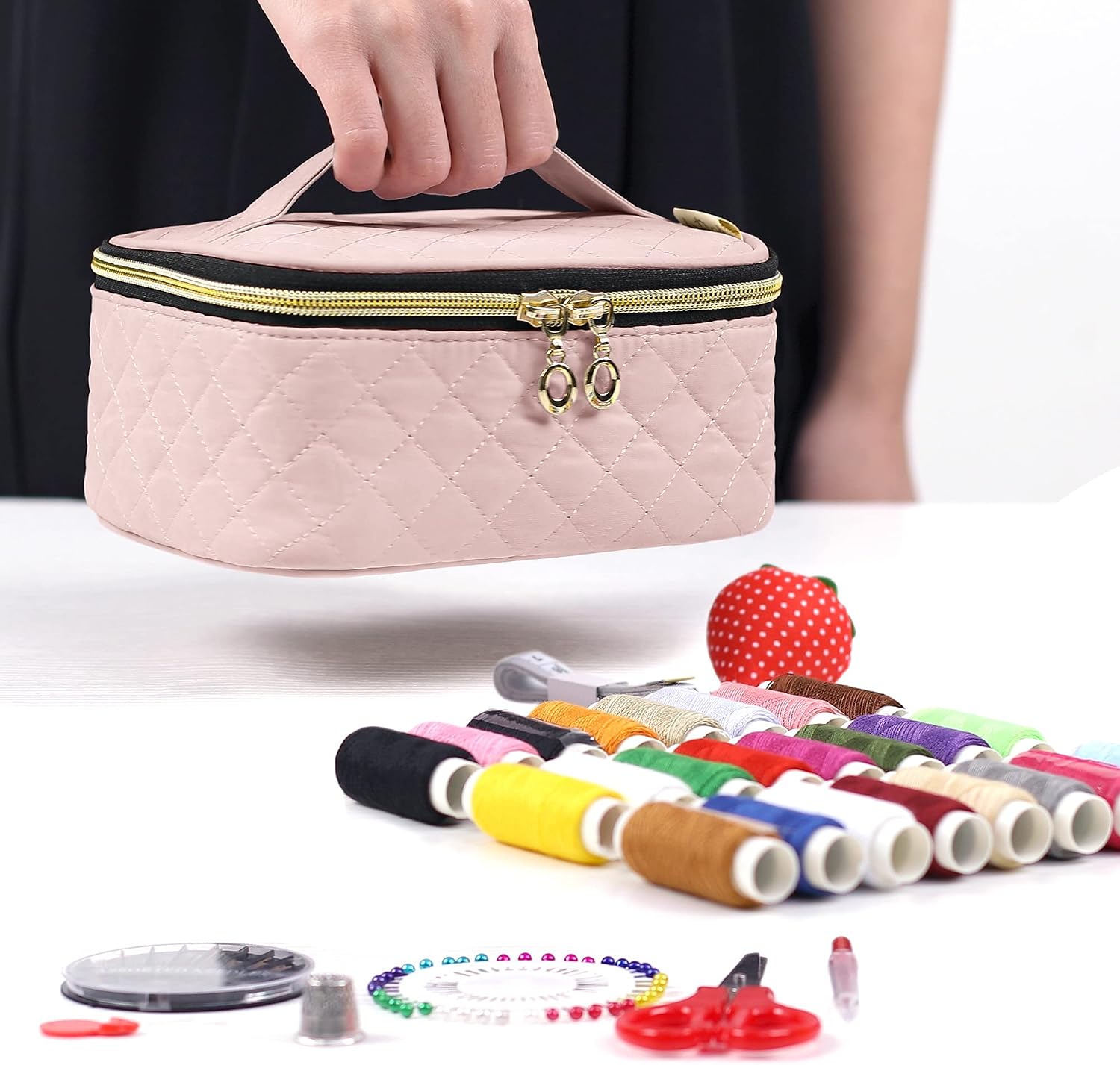 Sewing Kit with Padded Storage Bag, Dusty Rose - Image 5