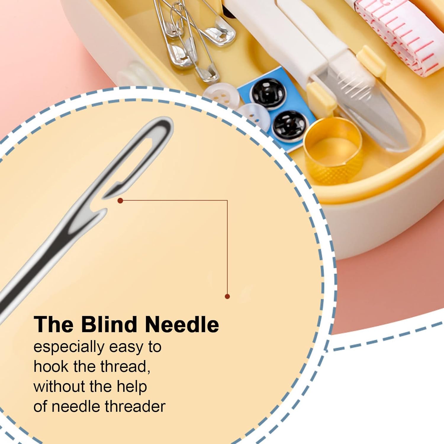 Two-Layer Mini Sewing Kit in Pink Box - Image 5