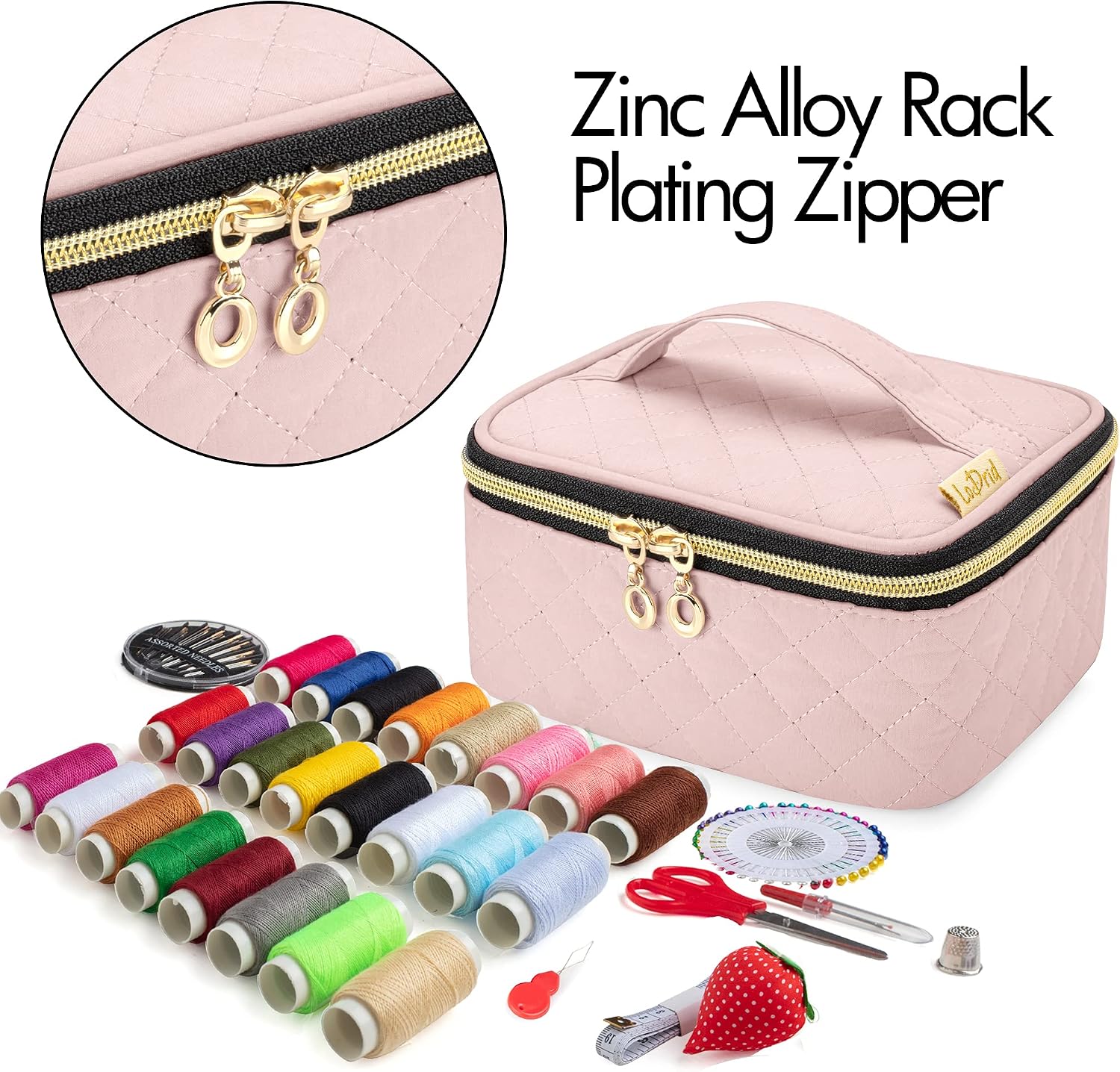 Sewing Kit with Padded Storage Bag, Dusty Rose - Image 4