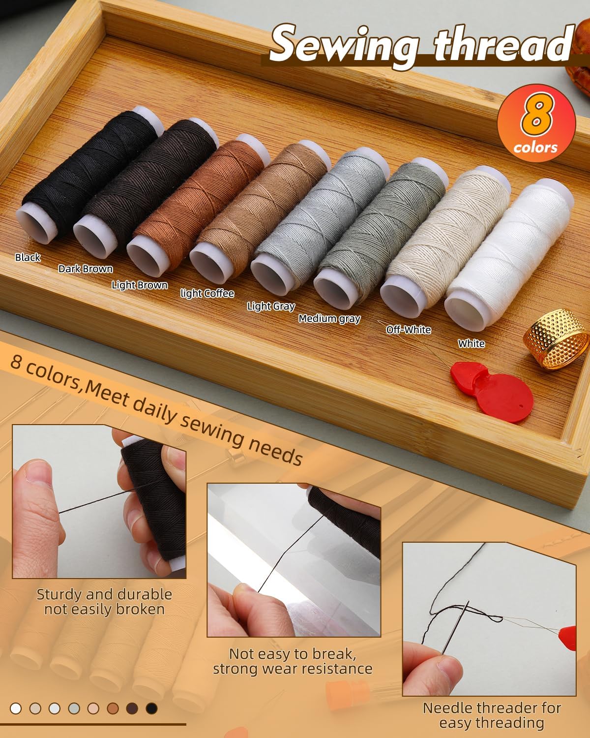Upholstery Sewing Kit with Awls, 50 Pieces - Image 3