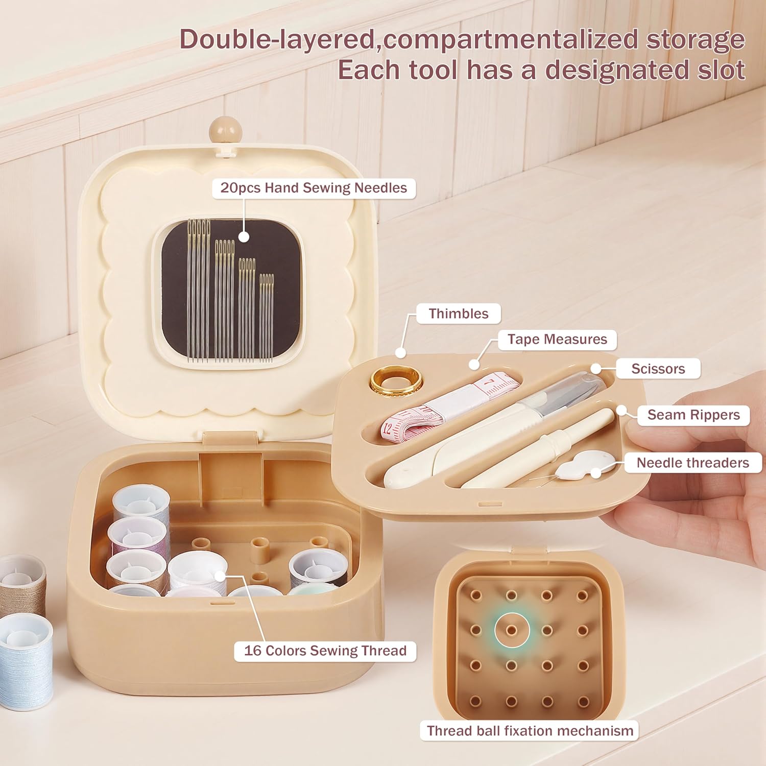 Two-Layer Cookie Sewing Kit with Magnetic Needle Holder - Image 5