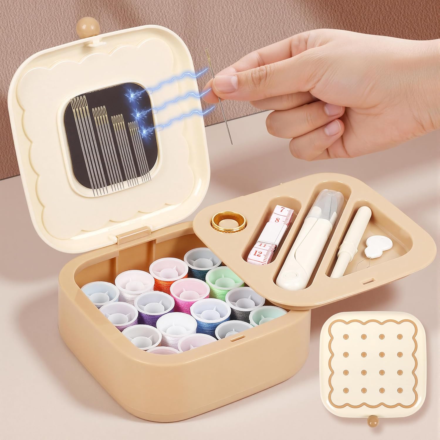 Two-Layer Cookie Sewing Kit with Magnetic Needle Holder