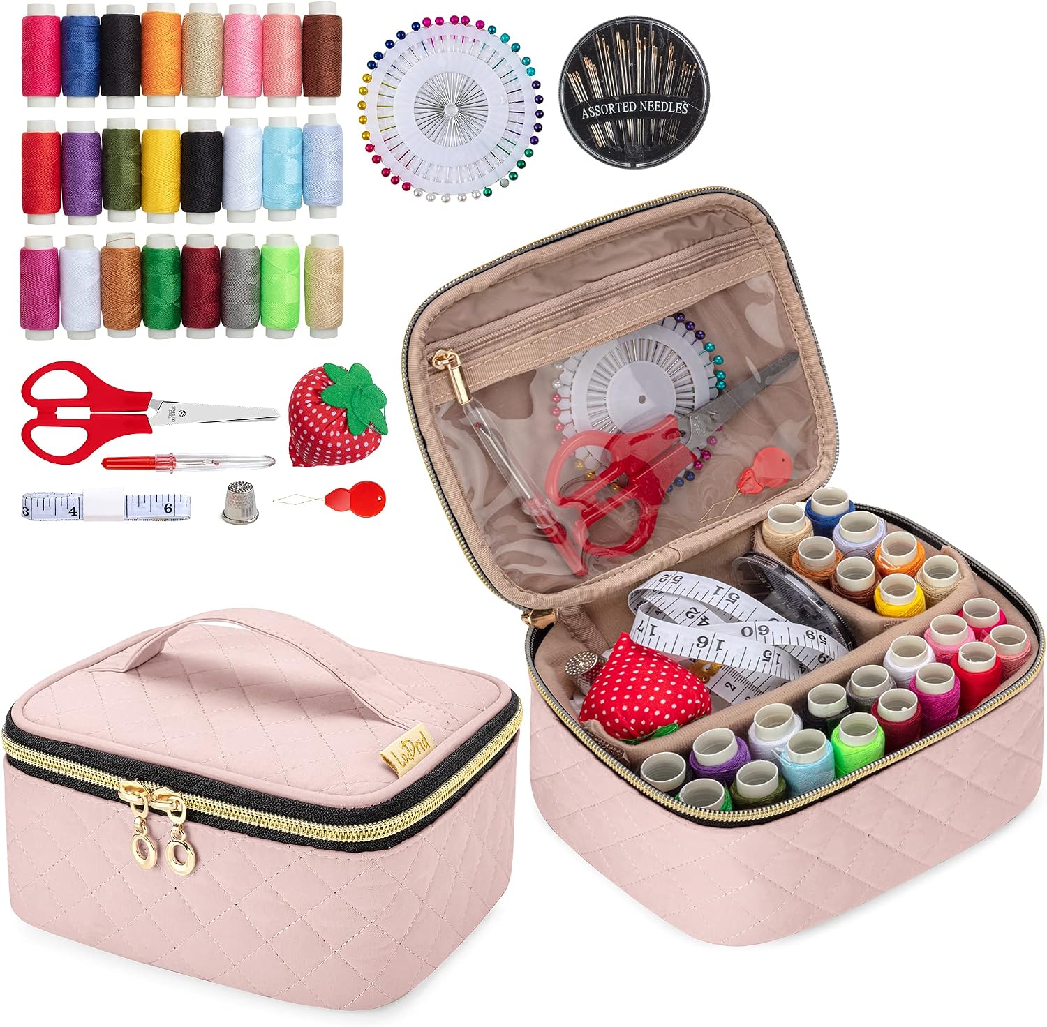 Sewing Kit with Padded Storage Bag, Dusty Rose
