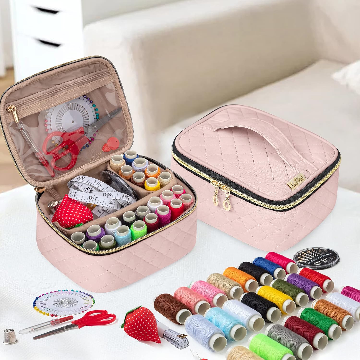 Sewing Kit with Padded Storage Bag, Dusty Rose - Image 7