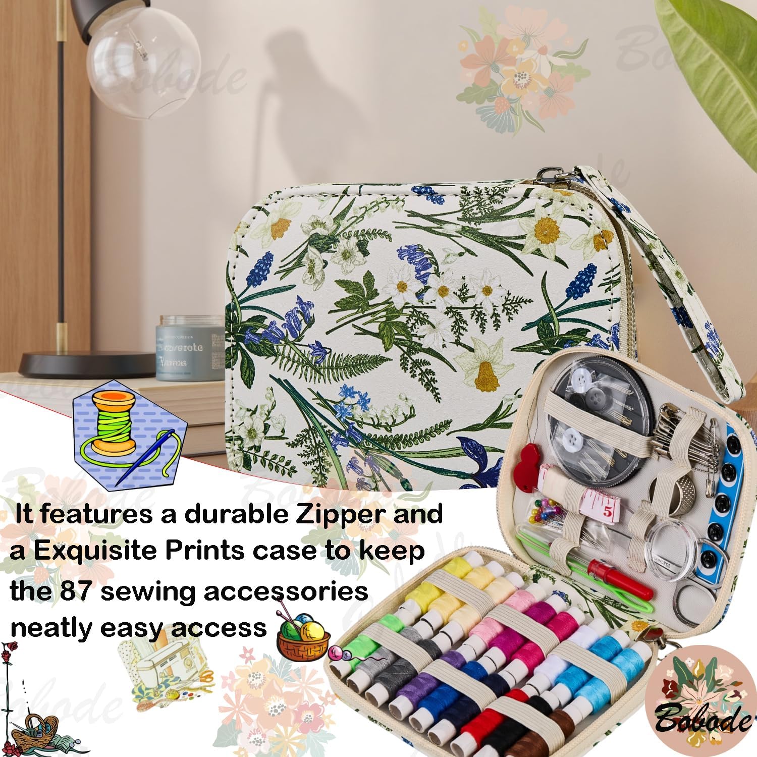 Bluebell Sewing Kit with Zipper Case, 87 Pieces - Image 5