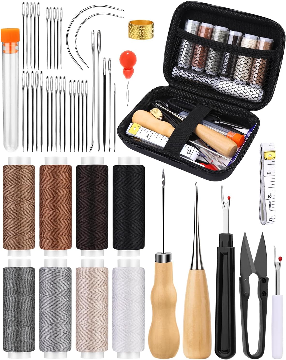 Upholstery Sewing Kit with Awls, 50 Pieces