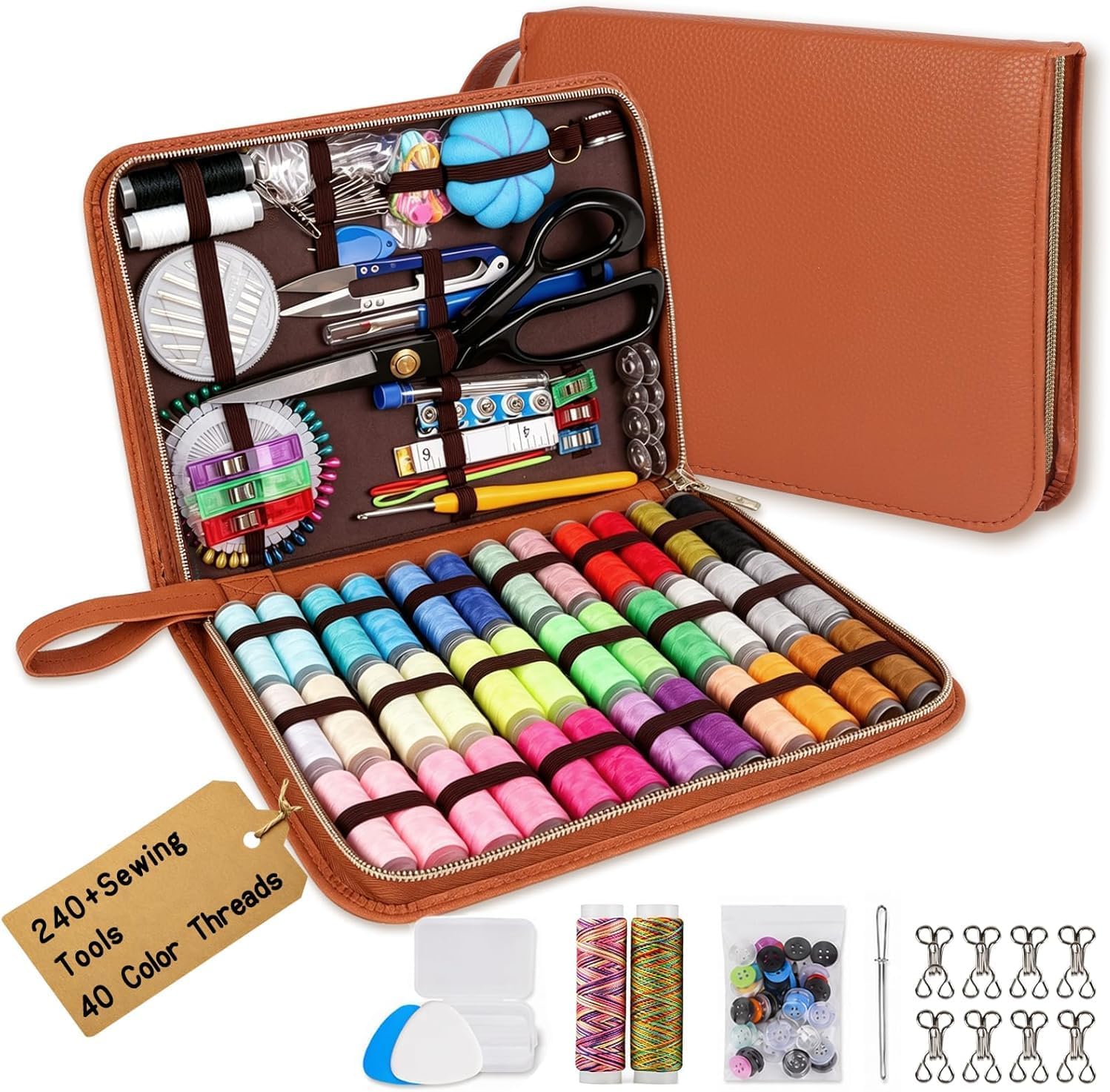 Hand Sewing Kit with Tailor Scissors, 241 Pieces