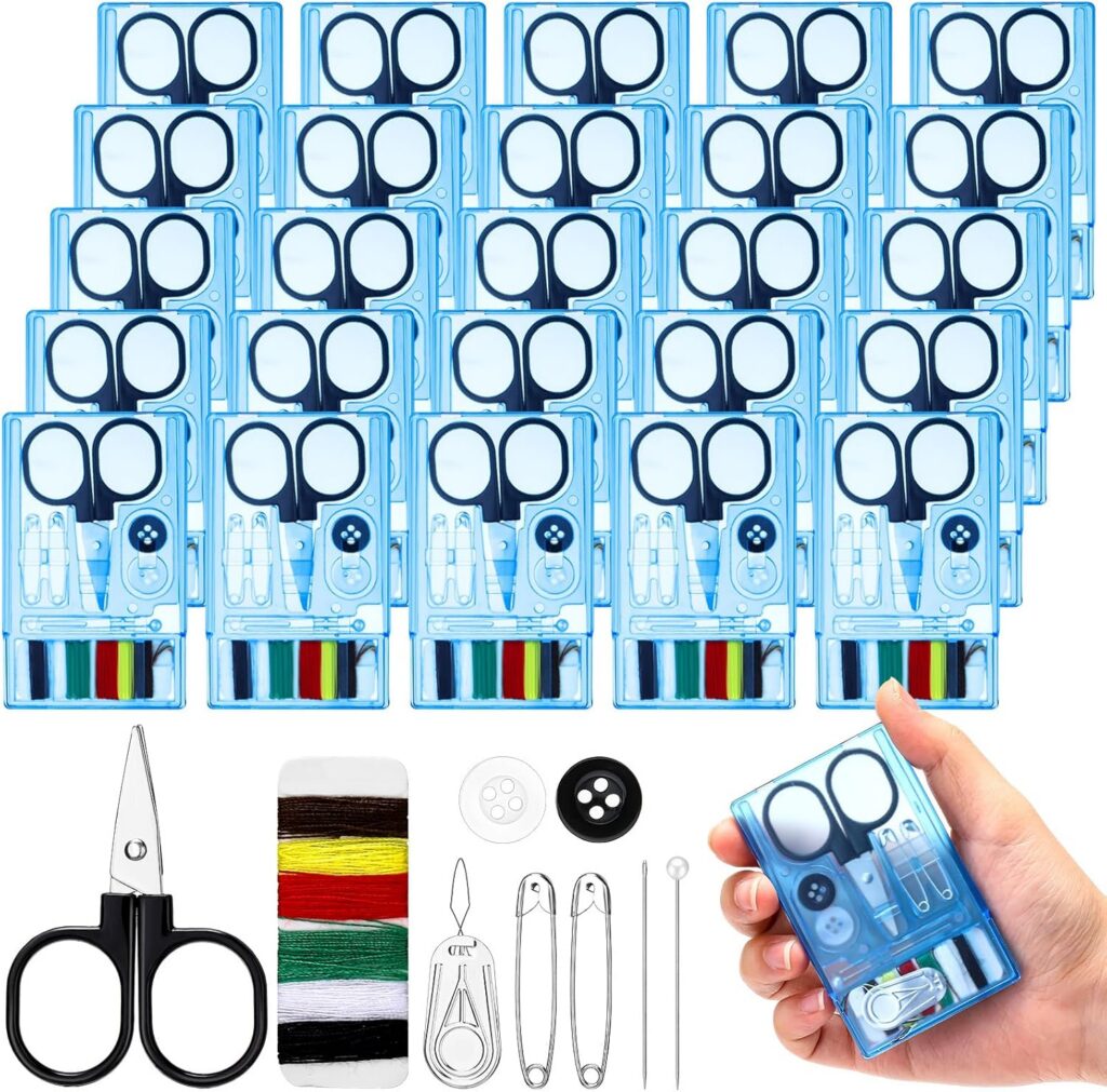Mini Sewing Kits with Scissors, Pack of 25