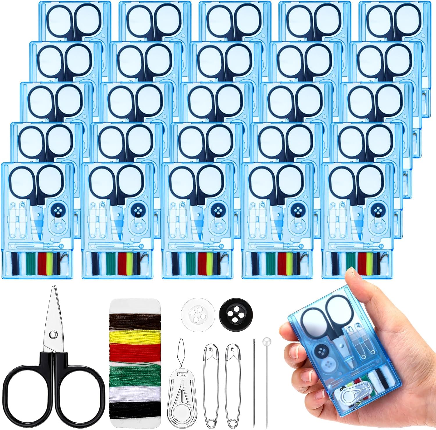 Mini Sewing Kits with Scissors, Pack of 25