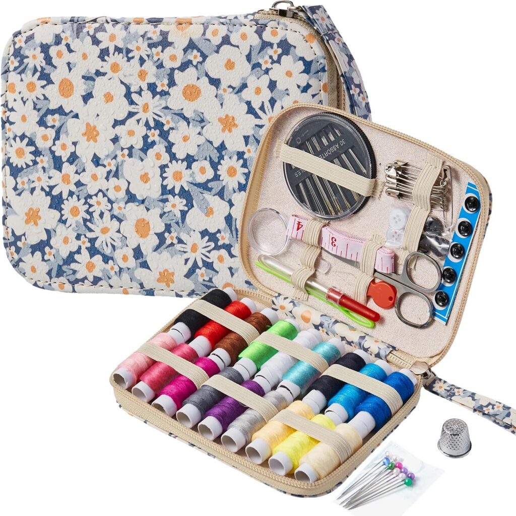 Daisy Sewing Kit with Zipper Case, 87 Pieces