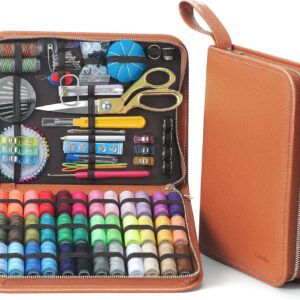 Hand Sewing Kit with Leather Case, 232 Pieces