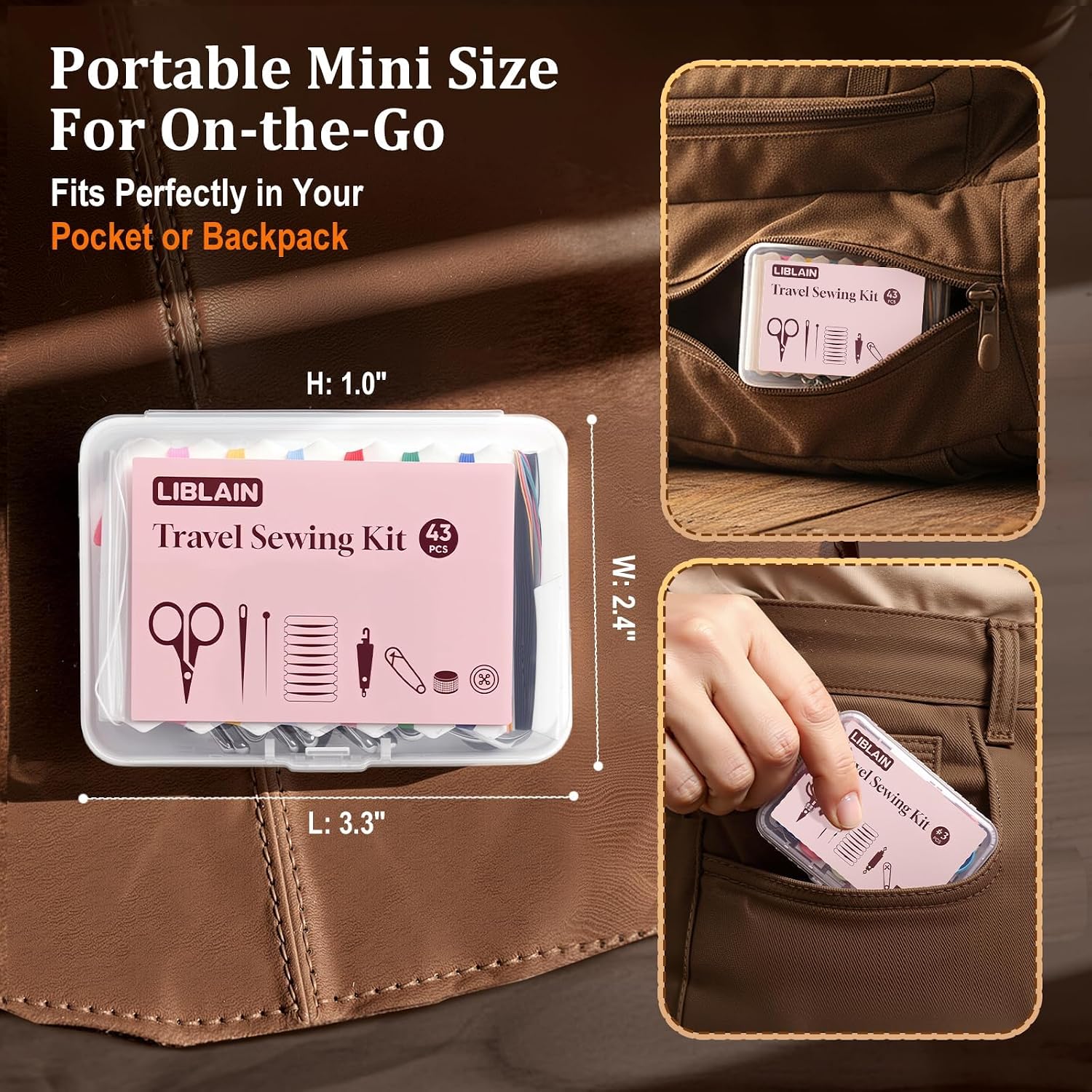Mini Sewing Kit with Large-Eye Needles, 43 Pieces - Image 4