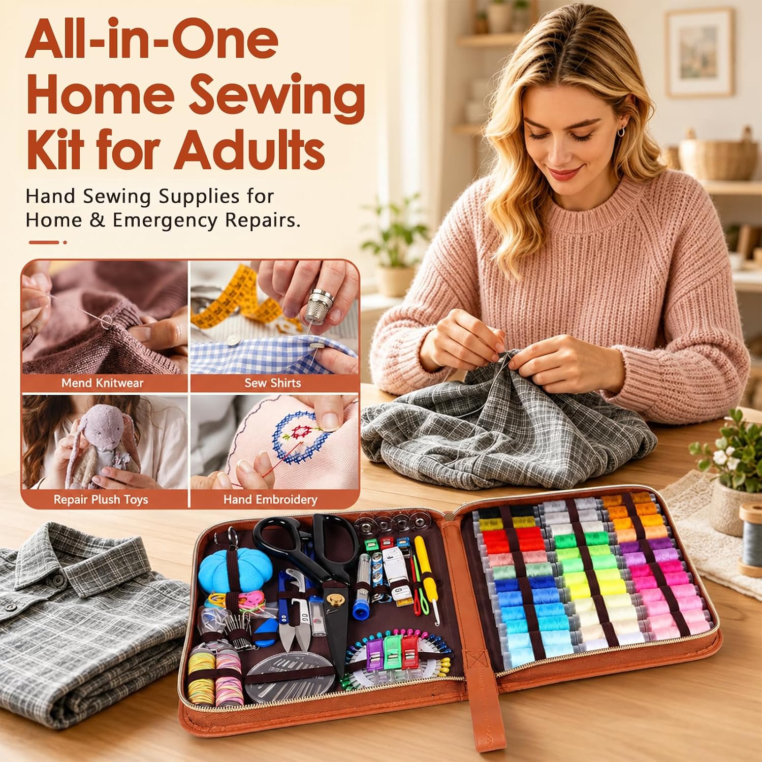Hand Sewing Kit with Tailor Scissors, 241 Pieces - Image 2