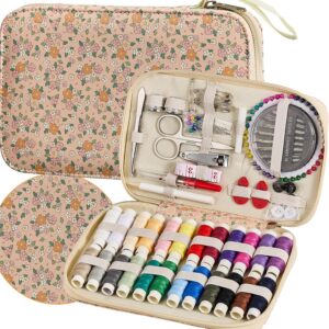 Floral Sewing Kit with Zipper Case, 130 Pieces